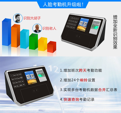 上海信誠安防浩順F-385考勤機 人臉指紋雙識別，蘇寧易購高效辦公之選